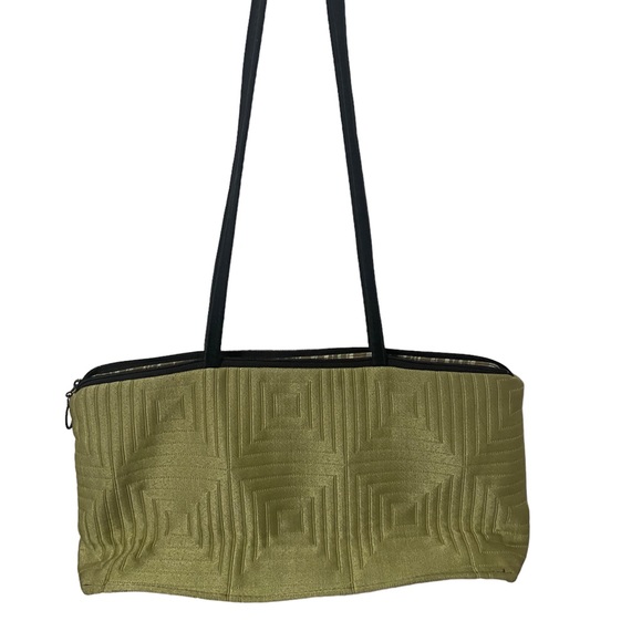 KIMONO DESIGNS Sage Green Black Zip It Shoulder Evening Day Bag - Picture 2 of 7